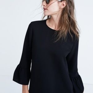 Madewell black bell sleeve blouse.